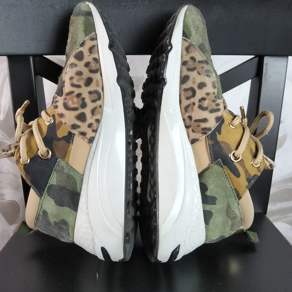 STEVE MADDEN Wmns Sz 9M Green Camo Animal Print Sneaker FashionCore Wedge Shoes - Picture 7 of 11